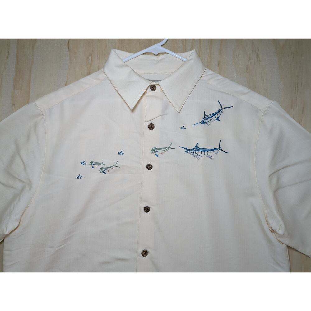 Hook & Tackle Men's Large Limited Edition Marlin Embroidered Rayon Blend Shirt
